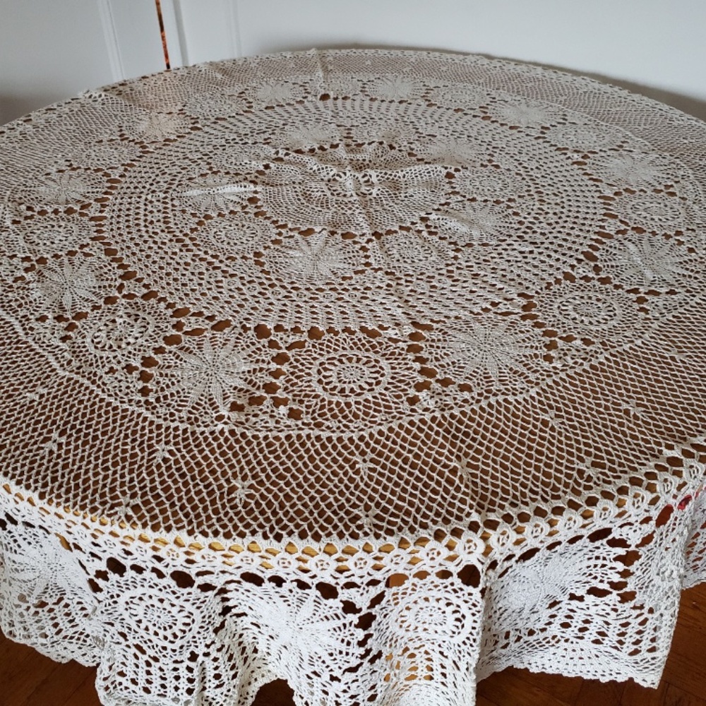Crocheted Table Cloth Made in Venice, Italy